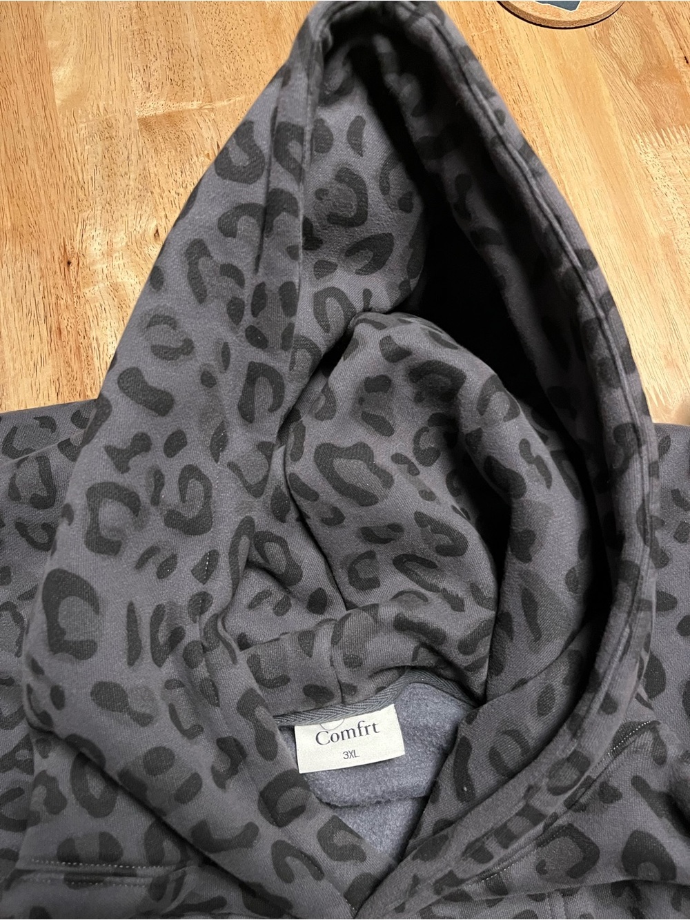 Grey Leopard Print Comfrt Hoodie - Picture 2 of 3